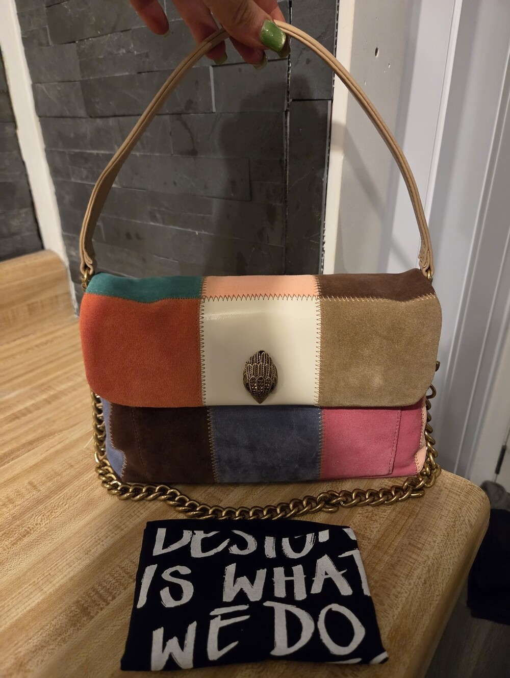 Kurt Geiger NWT Colorblock Suede & Leather Multi Use Bag & Dustbag